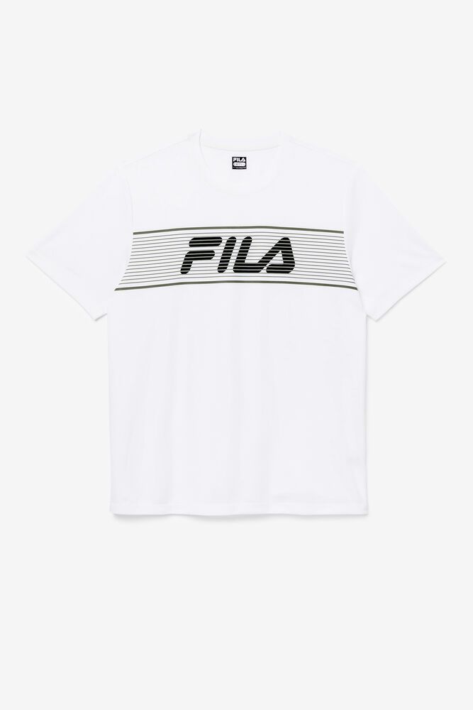 Fila T-Shirt Mens White Ehsan Crew - Ireland 64509-VIQP